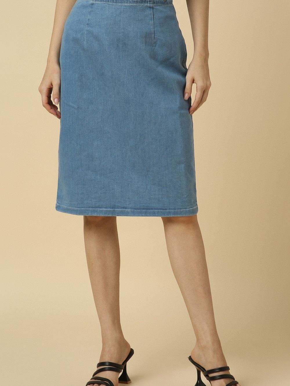 NWT Allen Solly Light Blue Denim Midi Pencil Skirt